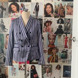 Banana Republic purple blue and white double breasted blazer NWT.